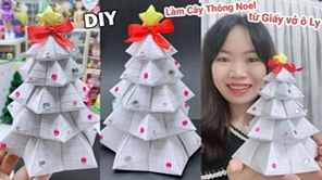 Cách làm cây Thông Noel bằng giấy vở học sinh